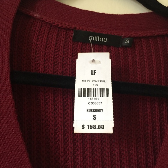 LF Burgundy lace up sweater - Picture 2 of 4